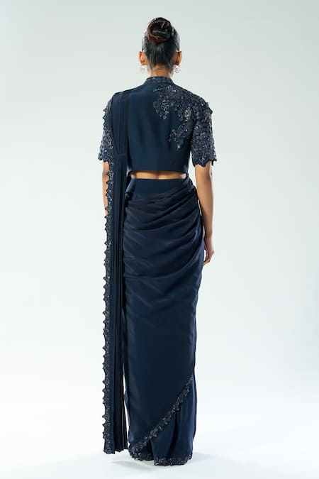 Rishi And Soujit Embroidered Pre-Draped Saree Set 