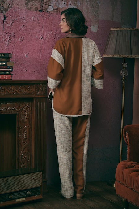 Sunandini Color Blocked Tweed High-Low Top 