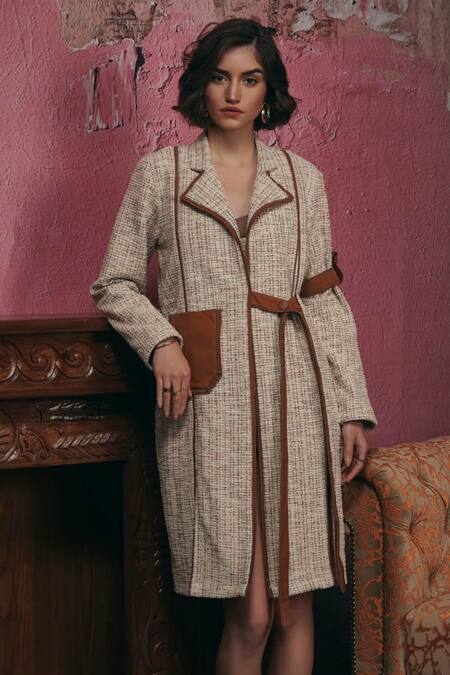 Sunandini Gray Tweed Grey Woven Long Coat Online at Aza Fashions Sunandini_Gray Tweed Grey Woven Long Coat _Online_at_Aza_Fashions