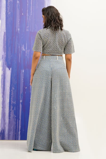 Sunandini Blue Denim Cutwork Pant 