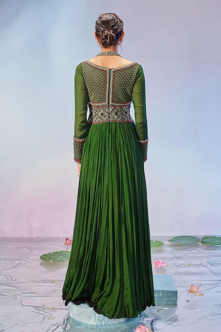 Mukta Sabharwal Floral Hand Embroidered Anarkali Gown 