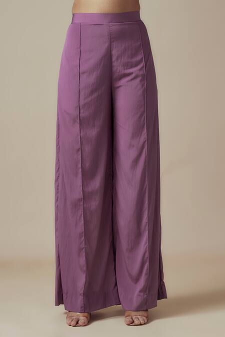 Buy_Yoshita Couture_Purple Georgette Beads, Sequins Mandarin Collar Hand Tie-dye Kaftan With Palazzo _Online_at_Aza_Fashions