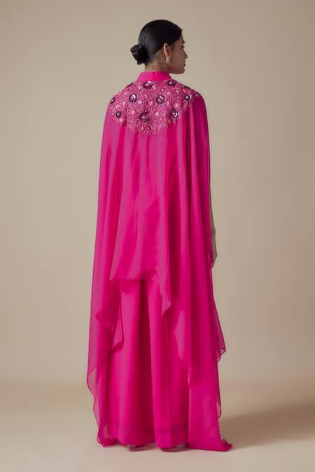 Yoshita Couture Floral Applique Pink Kaftan Set 