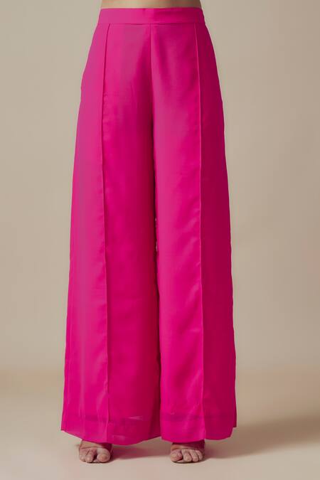 Buy_Yoshita Couture_Pink Georgette Sequins Mandarin Collar, Round Neck Floral Applique Kaftan Set _Online_at_Aza_Fashions