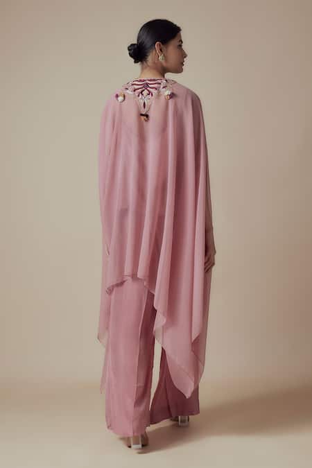 Yoshita Couture Kashmiri Embroidered Pink Kaftan Set 