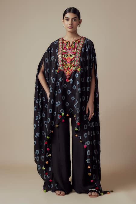 Yoshita Couture Thread Embroidered Asymmetric Kaftan Set 