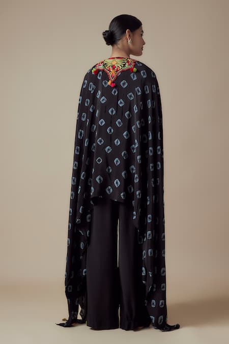 Yoshita Couture Black Mirror Embroidered Kaftan Set 