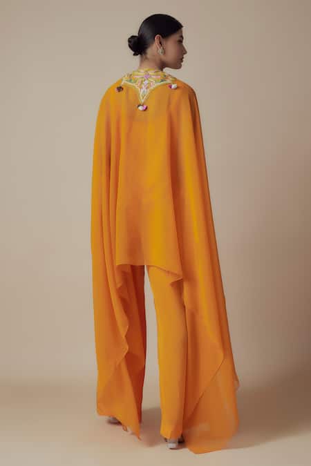 Yoshita Couture Hand Embroidered Yellow Kaftan Set 