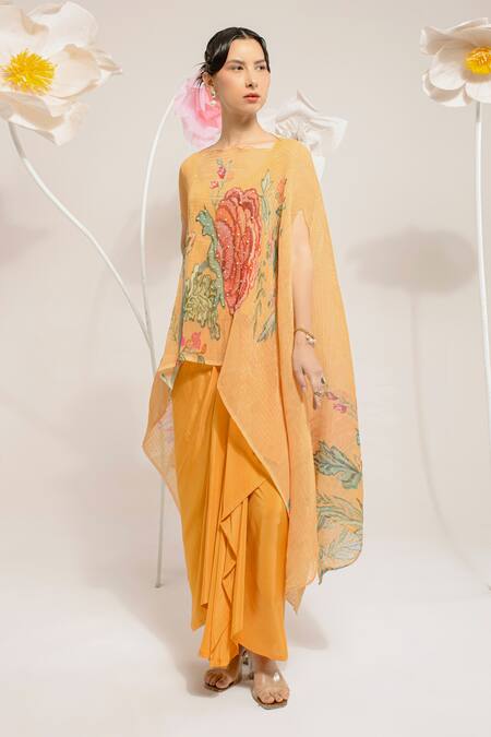 Buy Preeti Mehta Yellow Lurex, Viscose Pearls, Embroidery Round Floral Embellished Kaftan Set Online at Aza Fashions Buy_Preeti Mehta_Yellow Lurex, Viscose Pearls, Embroidery Round Floral Embellished Kaftan Set _Online_at_Aza_Fashions