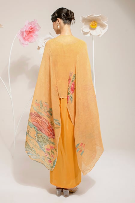 Shop Preeti Mehta Yellow Lurex, Viscose Pearls, Embroidery Round Floral Embellished Kaftan Set at Aza Fashions Shop_Preeti Mehta_Yellow Lurex, Viscose Pearls, Embroidery Round Floral Embellished Kaftan Set _at_Aza_Fashions