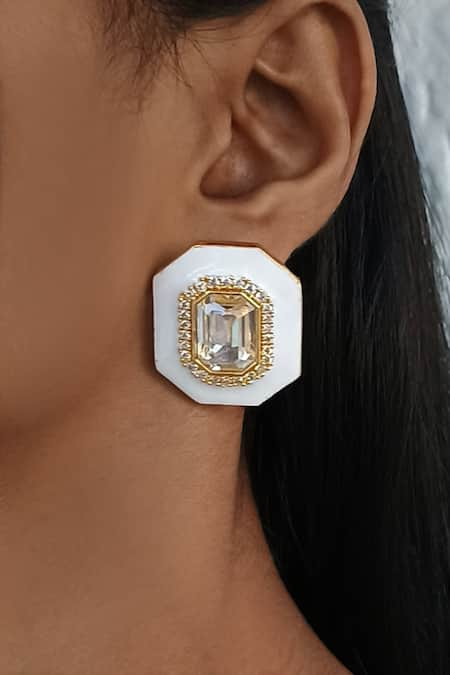 Bblingg Tira Crystal Embellished Enamel Stud Earrings 