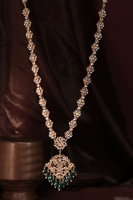 Riana Jewellery Gold Plated Jadau Pendant Necklace 