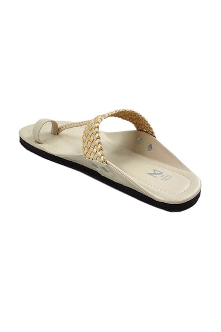 Buy The Madras Trunk Off White Checkered Strap Kolhapuri Flats Buy_The Madras Trunk_Off White Checkered Strap Kolhapuri Flats