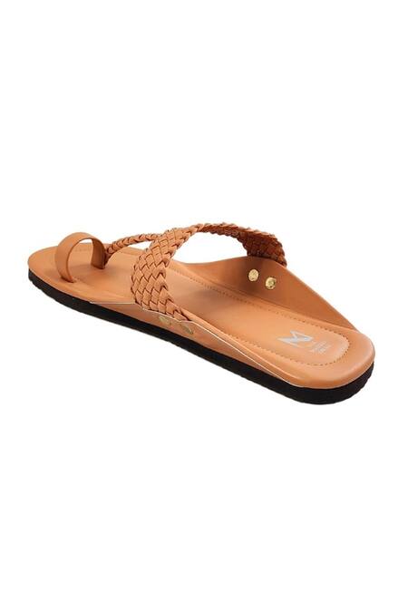 Buy The Madras Trunk Brown Faux Leather Tonal Woven Kolhapuri Flats Buy_The Madras Trunk_Brown Faux Leather Tonal Woven Kolhapuri Flats