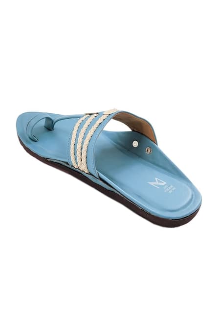 Buy The Madras Trunk Blue Woven Contrast Braided Strap Kolhapuri Flats Buy_The Madras Trunk_Blue Woven Contrast Braided Strap Kolhapuri Flats