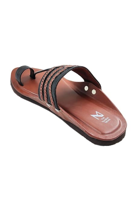Buy The Madras Trunk Brown Woven Contrast Strap Kolhapuri Flats Buy_The Madras Trunk_Brown Woven Contrast Strap Kolhapuri Flats