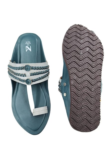 The Madras Trunk Dark Blue Braided Kolhapuri Flats 
