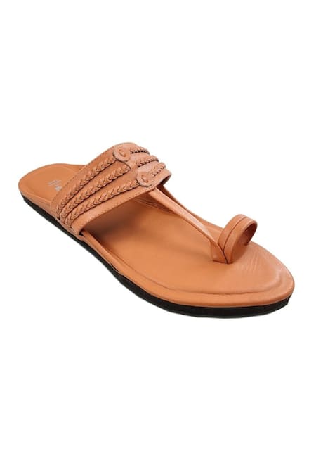 Buy The Madras Trunk Brown Faux Leather Braided Strap Kolhapuri Flats Online at Aza Fashions Buy_The Madras Trunk_Brown Faux Leather Braided Strap Kolhapuri Flats _Online_at_Aza_Fashions