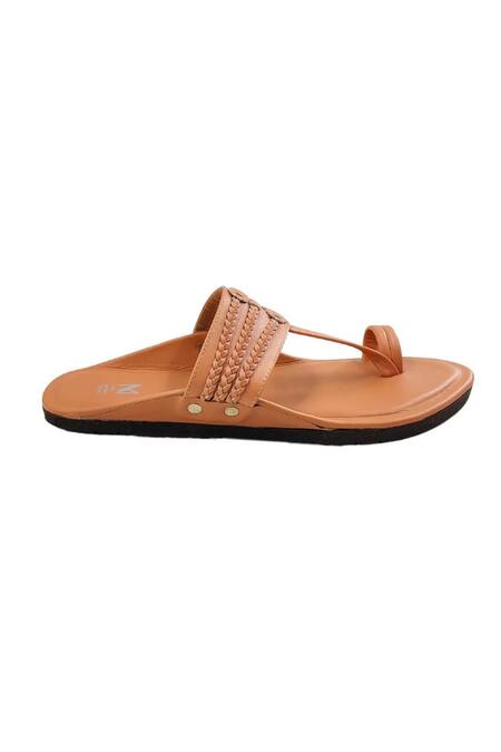 The Madras Trunk Brown Faux Leather Braided Strap Kolhapuri Flats at Aza Fashions The Madras Trunk_Brown Faux Leather Braided Strap Kolhapuri Flats _at_Aza_Fashions