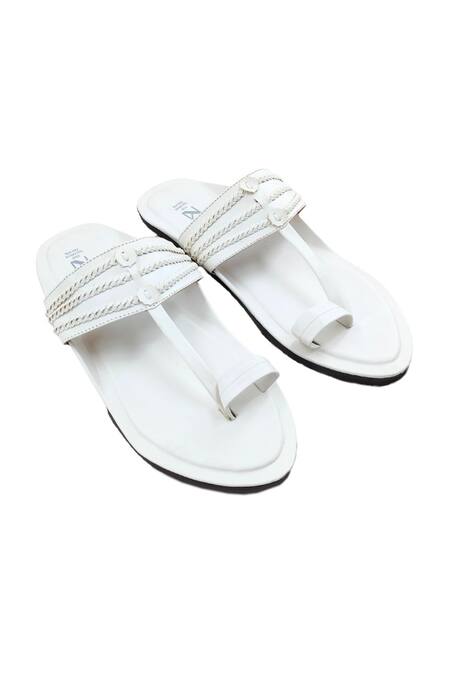 The Madras Trunk White Woven Kolhapuri Flats Online at Aza Fashions The Madras Trunk_White Woven Kolhapuri Flats _Online_at_Aza_Fashions