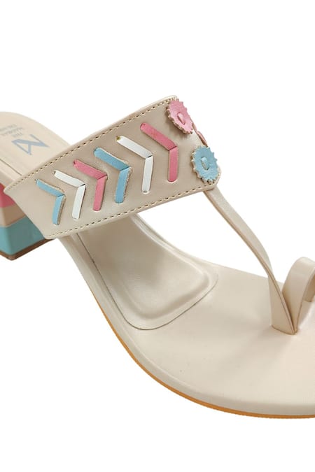 Buy_The Madras Trunk_Off White Cut Work Kolhapuri Heels _Online_at_Aza_Fashions