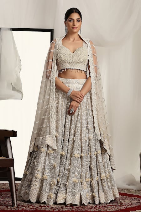House Of Supriya Embroidered 3D Floral Bridal Lehenga Set 