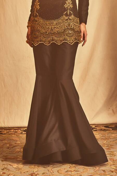 Buy House Of Three Black Chanderi Zari Round Neck Zardozi Embroidered Maxi Dress Online at Aza Fashions Buy_House Of Three_Black Chanderi Zari Round Neck Zardozi Embroidered Maxi Dress _Online_at_Aza_Fashions