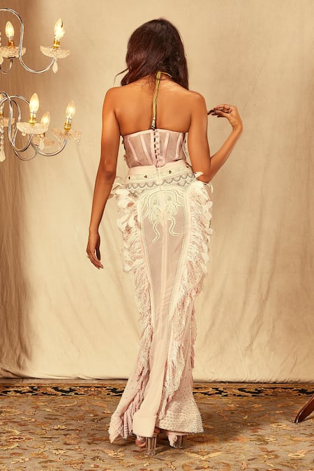 House Of Three Laser Cut Flower Embroidered Corset 
