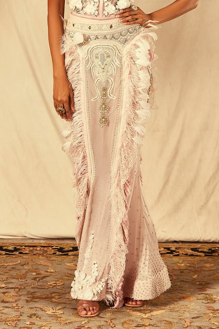 Buy House Of Three Pink Net, Silk Satin Pearls, Crystals Laser Cut Flower Embroidered Corset Online at Aza Fashions Buy_House Of Three_Pink Net, Silk Satin Pearls, Crystals Laser Cut Flower Embroidered Corset _Online_at_Aza_Fashions