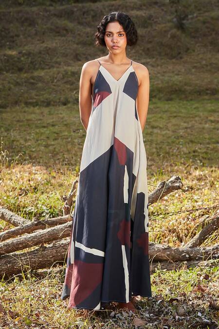 Shop_Kharakapas_Multi Color Cotton Collared Abstract Print Padded Jacket _Online_at_Aza_Fashions