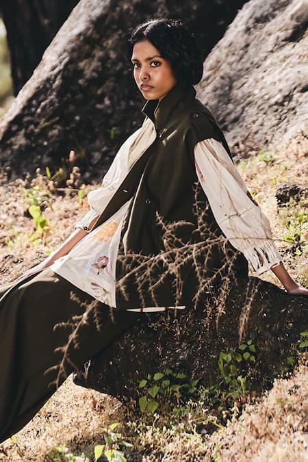 Kharakapas Olive Green Twill Jacket 