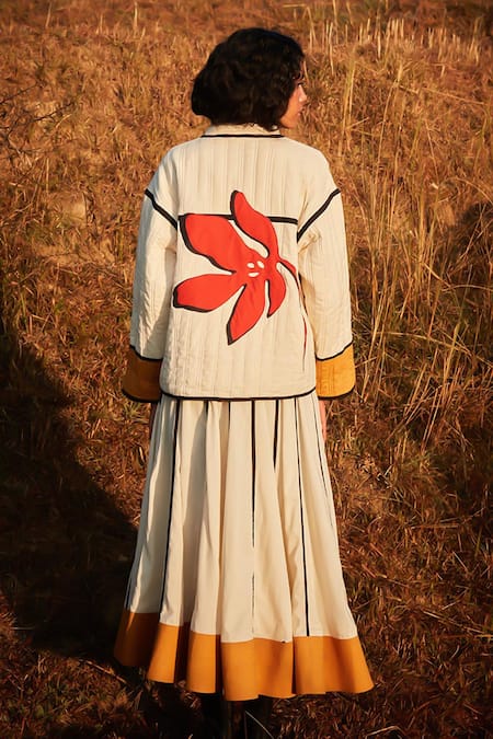 Kharakapas Off White Floral Patchwork Jacket 