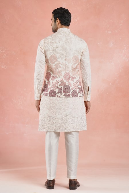 Rng Safawala Floral Ombre Embroidered Bundi Kurta Set 