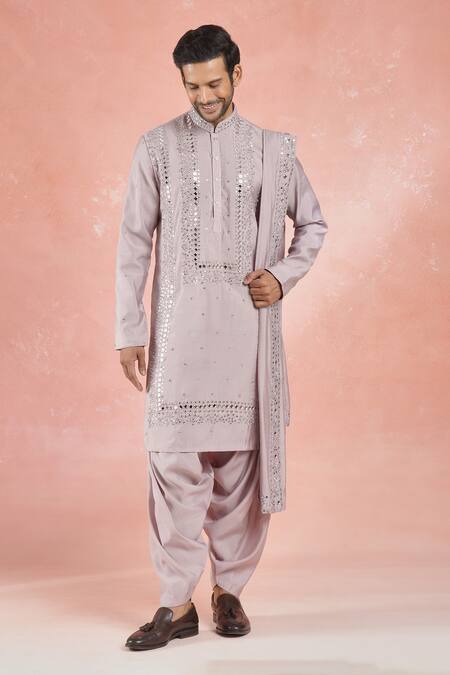 Shop Rng Safawala Purple Muslin, Silk, Cotton Mirrors, Embroidery Cutwork Kurta Set at Aza Fashions Shop_Rng Safawala_Purple Muslin, Silk, Cotton Mirrors, Embroidery Cutwork Kurta Set_at_Aza_Fashions