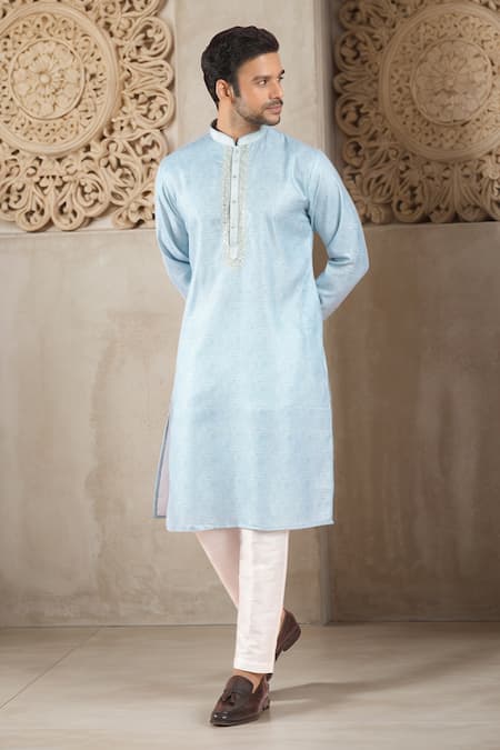 RNG Safawala Resham & Mirror Placket Embroidered Kurta With Pant 