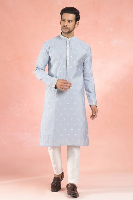 Buy Rng Safawala Blue Muslin, Silk, Cotton Sequins, Embroidery Blossom Motif Kurta Set Online at Aza Fashions Buy_Rng Safawala_Blue Muslin, Silk, Cotton Sequins, Embroidery Blossom Motif Kurta Set_Online_at_Aza_Fashions