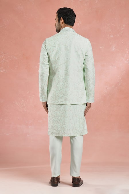 Rng Safawala Floral Embroidered Bundi Kurta Set 