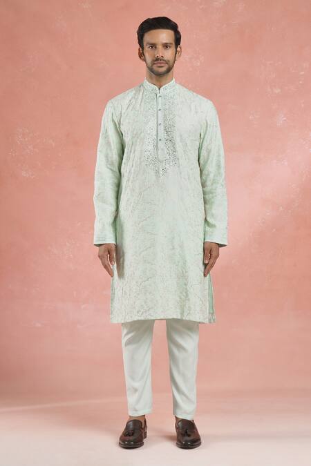 Buy Rng Safawala Green Muslin, Silk, Cotton Mirrors, Embroidery Floral Bundi Kurta Set Online at Aza Fashions Buy_Rng Safawala_Green Muslin, Silk, Cotton Mirrors, Embroidery Floral Bundi Kurta Set _Online_at_Aza_Fashions