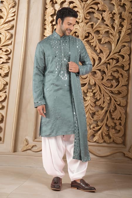 RNG Safawala Mirror Embroidered Kurta With Pathani Pant 