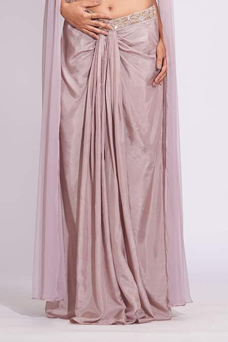 Shruti S Beige Silk, Chiffon Mirrors, Zari, Embroidery Dhoti Skirt And Blouse Set Online at Aza Fashions Shruti S_Beige Silk, Chiffon Mirrors, Zari, Embroidery Dhoti Skirt And Blouse Set _Online_at_Aza_Fashions