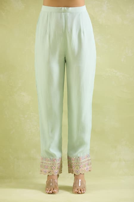 Shop SUHINO Green Organza, Chiffon, Cotton Gota Patti, Embroidery, Blossom Patch Kurta Set Online at Aza Fashions Shop_SUHINO_Green Organza, Chiffon, Cotton Gota Patti, Embroidery, Blossom Patch Kurta Set _Online_at_Aza_Fashions