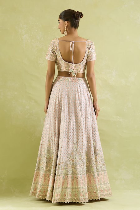 Shop SUHINO Purple Tissue, Organza Mirrors, Embroidery Lavender And Resham Lehenga Set at Aza Fashions Shop_SUHINO_Purple Tissue, Organza Mirrors, Embroidery Lavender And Resham Lehenga Set _at_Aza_Fashions