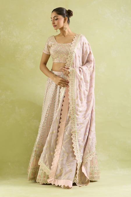 SUHINO Purple Tissue, Organza Mirrors, Embroidery Lavender And Resham Lehenga Set Online at Aza Fashions SUHINO_Purple Tissue, Organza Mirrors, Embroidery Lavender And Resham Lehenga Set _Online_at_Aza_Fashions