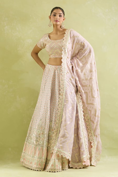 Buy SUHINO Purple Tissue, Organza Mirrors, Embroidery Lavender And Resham Lehenga Set Online at Aza Fashions Buy_SUHINO_Purple Tissue, Organza Mirrors, Embroidery Lavender And Resham Lehenga Set _Online_at_Aza_Fashions