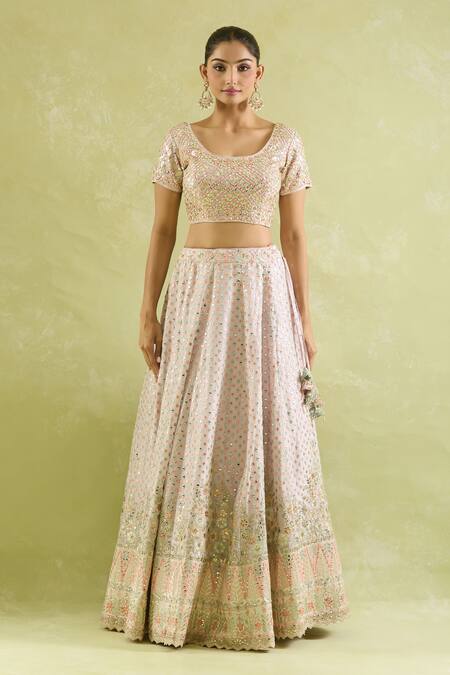 Buy SUHINO Purple Tissue, Organza Mirrors, Embroidery Lavender And Resham Lehenga Set Buy_SUHINO_Purple Tissue, Organza Mirrors, Embroidery Lavender And Resham Lehenga Set