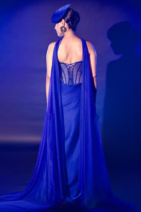 Vesture Crystal Embroidered Gown & Dupatta Set 