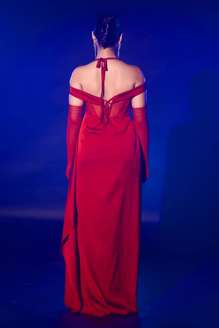 Vesture Swarovski Crystal Embroidered Gown 