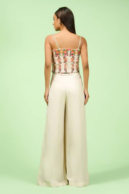 Rishi And Soujit Floral Applique Corset & Pant Set 