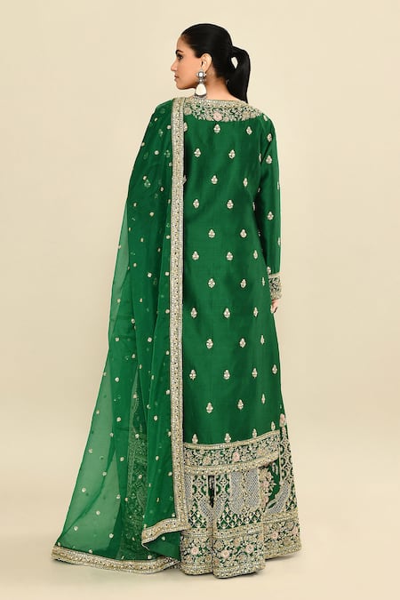 Kalighata Floral Embroidered Kurta Sharara Set 