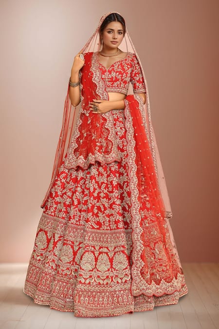 Kalighata Vani Hand Embroidered Bridal Lehenga Set 